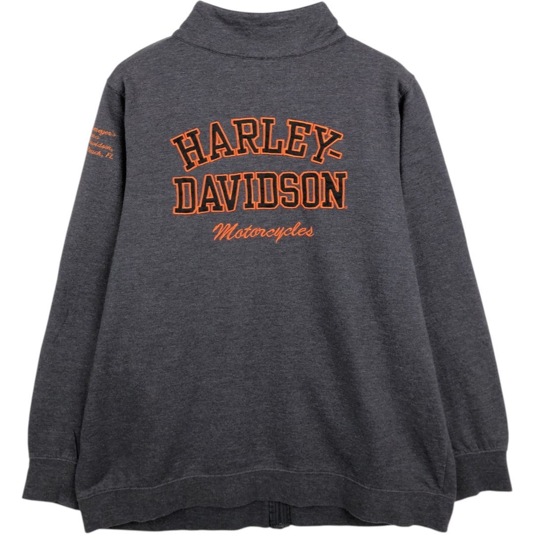 Harley-Davidson Motorcycle Full-Zip Sweatshirt (Women's Size XL) cotton gray type Vintage Second Hand