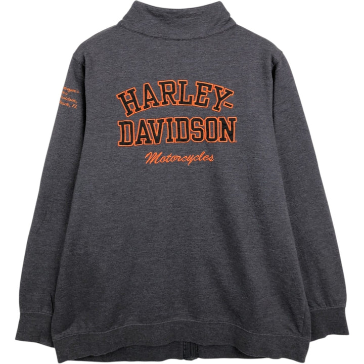 Harley-Davidson Motorcycle Full-Zip Sweatshirt (Women's Size XL) cotton gray type Vintage Second Hand