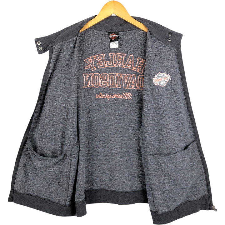 Harley-Davidson Motorcycle Full-Zip Sweatshirt (Women's Size XL) cotton gray type Vintage Second Hand