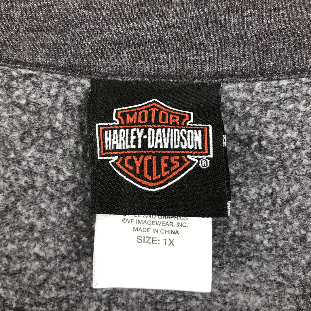 Harley-Davidson Motorcycle Full-Zip Sweatshirt (Women's Size XL) cotton gray type Vintage Second Hand