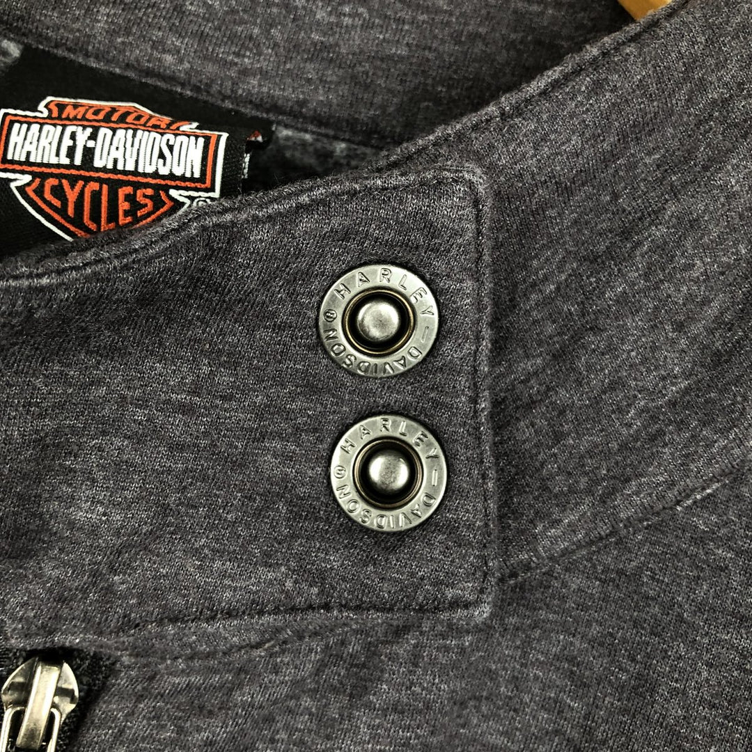 Harley-Davidson Motorcycle Full-Zip Sweatshirt (Women's Size XL) cotton gray type Vintage Second Hand