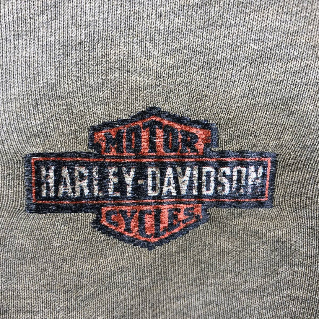 Harley-Davidson Motorcycle Sweat Full-Zip Hoodie, Women's Size L (approx.) cotton Khaki type brown Vintage Second Hand