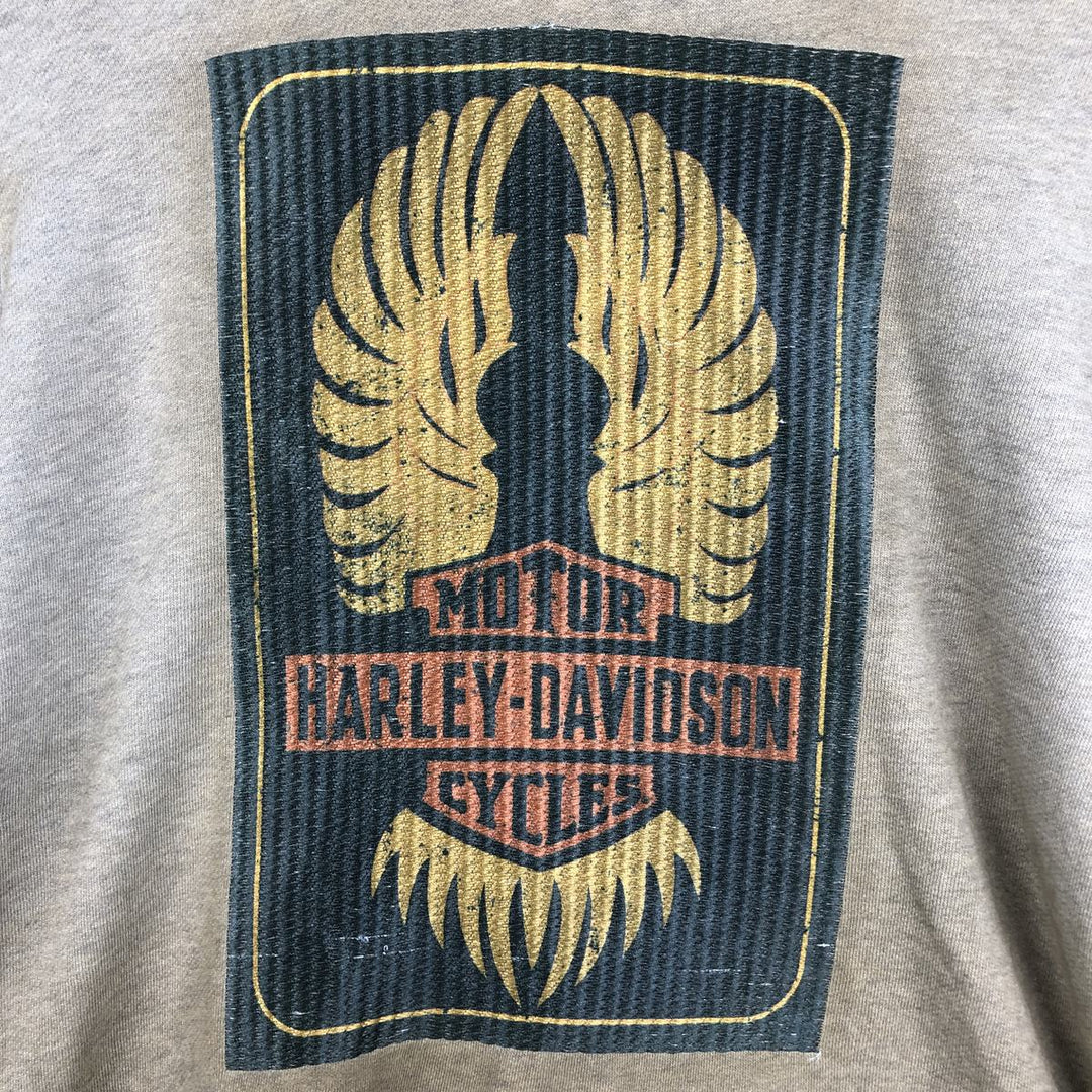 Harley-Davidson Motorcycle Sweat Full-Zip Hoodie, Women's Size L (approx.) cotton Khaki type brown Vintage Second Hand