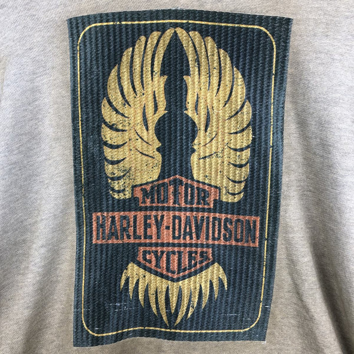 Harley-Davidson Motorcycle Sweat Full-Zip Hoodie, Women's Size L (approx.) cotton Khaki type brown Vintage Second Hand