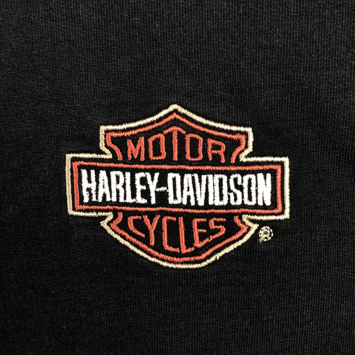 Harley-Davidson Fire Pattern Motorcycle Sweat Full-Zip Hoodie (Women's Size M) cotton black type Vintage Second Hand