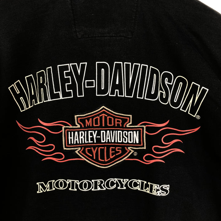 Harley-Davidson Fire Pattern Motorcycle Sweat Full-Zip Hoodie (Women's Size M) cotton black type Vintage Second Hand