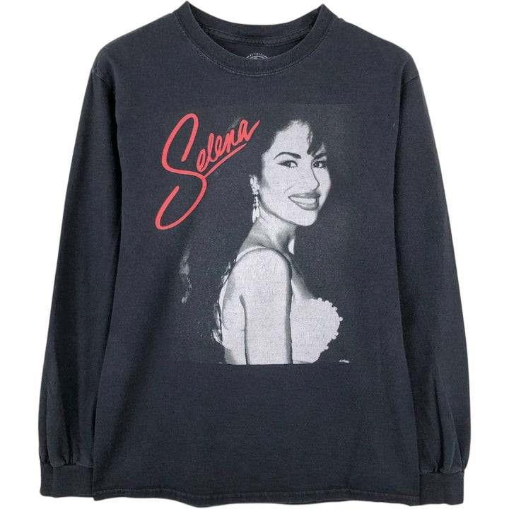 SELENA Long-Sleeve Band T-Shirt (Women's Size S) cotton black type Vintage Second Hand