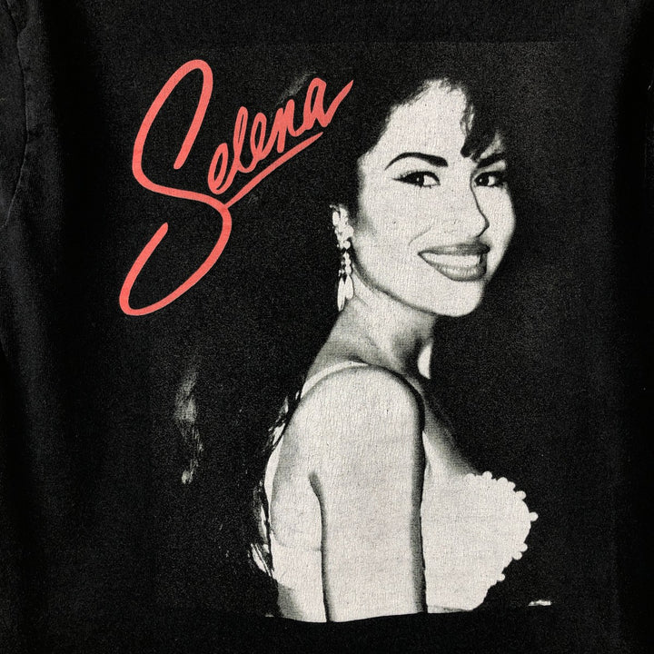 SELENA Long-Sleeve Band T-Shirt (Women's Size S) cotton black type Vintage Second Hand