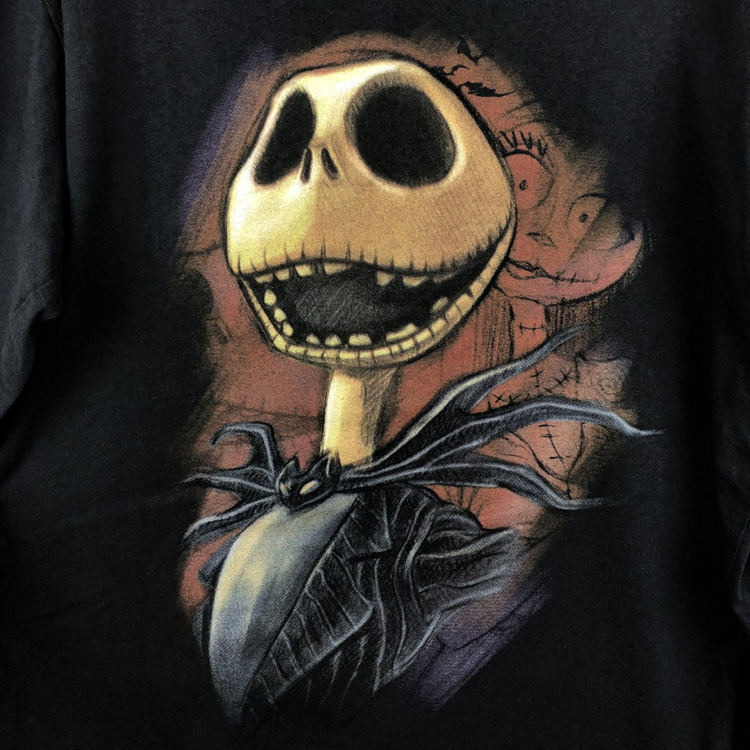 Disney Nightmare Before Christmas Jack Skellington Character Print Long-Sleeve T-Shirt (Women's Size L) cotton black type Vintage Second Hand