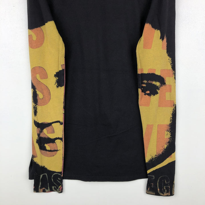 ELVIS PRESLEY Elvis Presley Large Print Long-Sleeve T-Shirt Band T-Shirt Made in USA Women's Size S cotton black type Vintage Second Hand