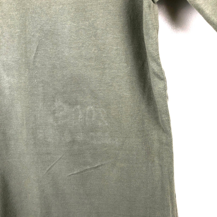 DE PUTA MADRE 69 Pin-up Girl Long-Sleeve T-Shirt (Women's Size M) cotton Khaki type sage green Vintage Second Hand