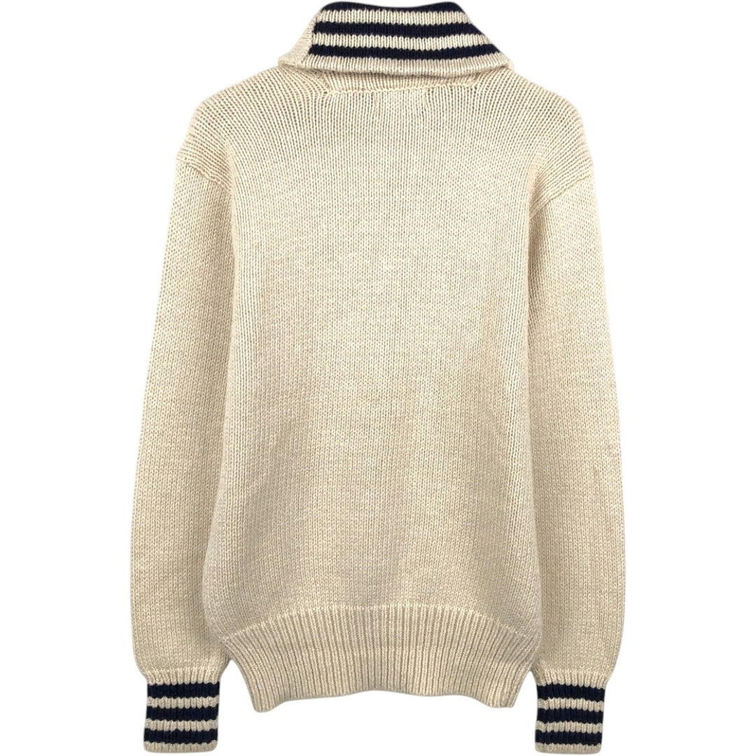 Ralph Lauren POLO by Ralph Lauren Shawl Collar Cotton Knit Sweater, Men's Size S (approx.) cotton ivory Vintage Second Hand