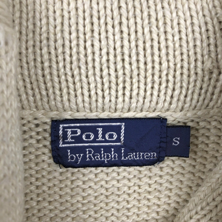 Ralph Lauren POLO by Ralph Lauren Shawl Collar Cotton Knit Sweater, Men's Size S (approx.) cotton ivory Vintage Second Hand