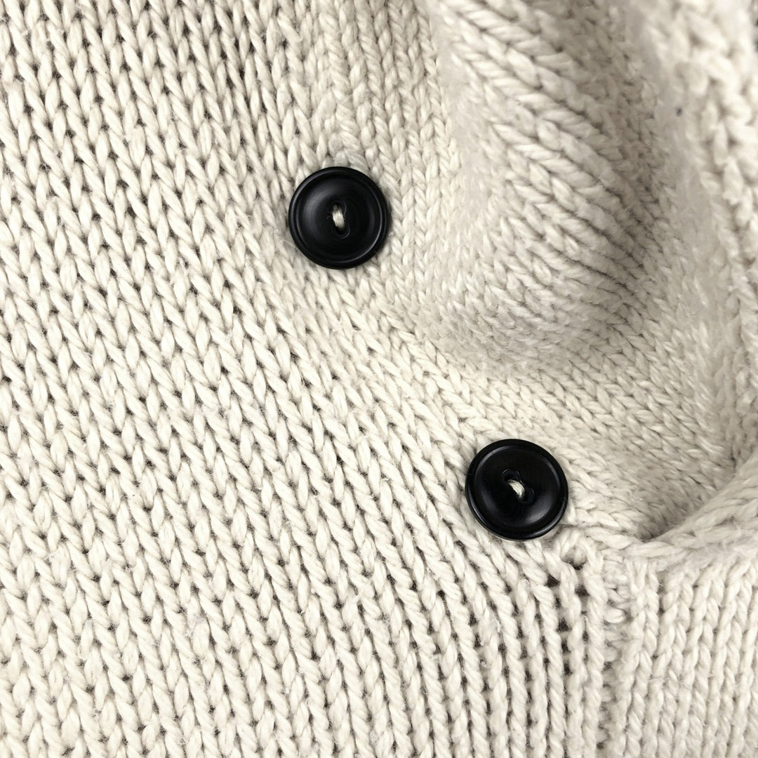 Ralph Lauren POLO by Ralph Lauren Shawl Collar Cotton Knit Sweater, Men's Size S (approx.) cotton ivory Vintage Second Hand