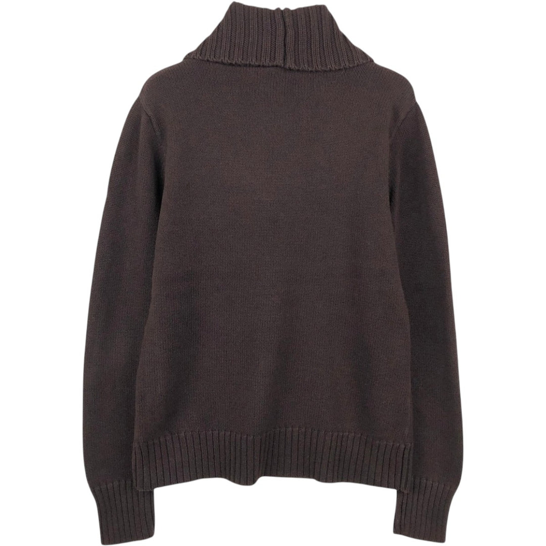 Ralph Lauren LAUREN Shawl Collar Cotton Knit Sweater, Women's Size L (approx.) cotton dark chocolate Vintage Second Hand