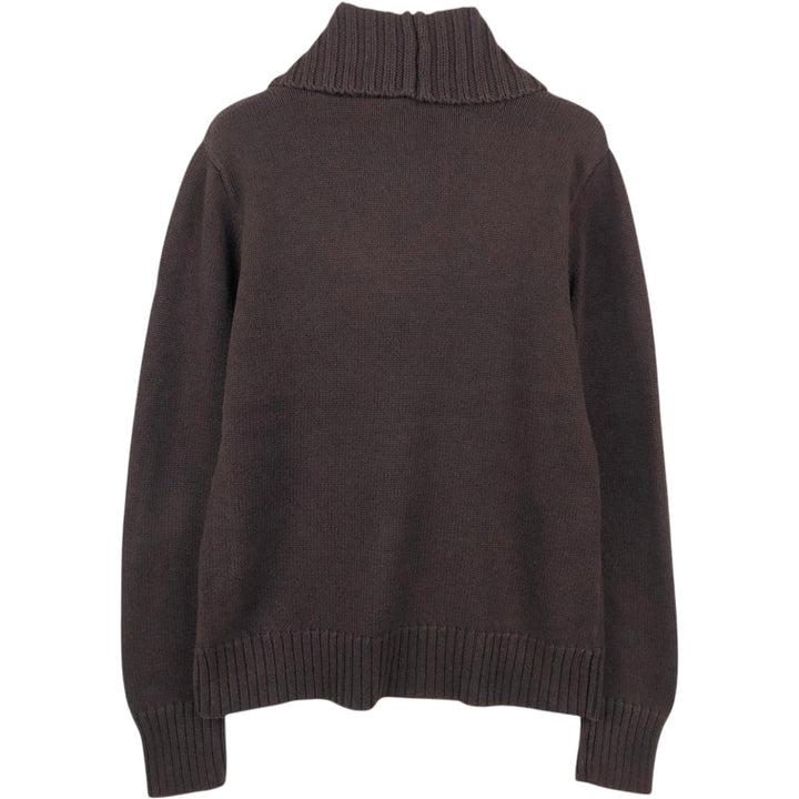 Ralph Lauren LAUREN Shawl Collar Cotton Knit Sweater, Women's Size L (approx.) cotton dark chocolate Vintage Second Hand