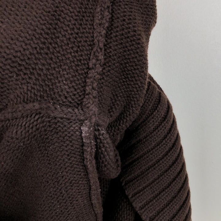 Ralph Lauren LAUREN Shawl Collar Cotton Knit Sweater, Women's Size L (approx.) cotton dark chocolate Vintage Second Hand