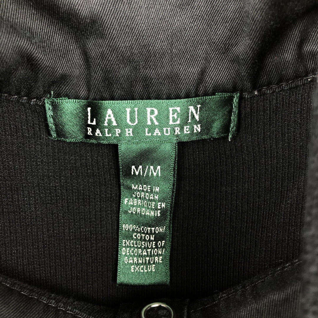 Ralph Lauren LAUREN Ribbed Cotton Knit Half-Button Sweater, Women's Size M (approx.) cotton black type Vintage Second Hand