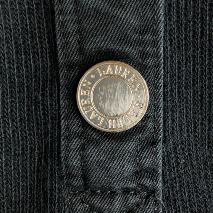 Ralph Lauren LAUREN Ribbed Cotton Knit Half-Button Sweater, Women's Size M (approx.) cotton black type Vintage Second Hand