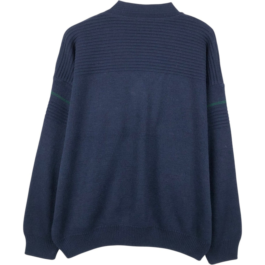 St.Michael V-neck acrylic knit sweater, made in the UK, men's size L equivalent. acrylic navy blue type Vintage Second Hand