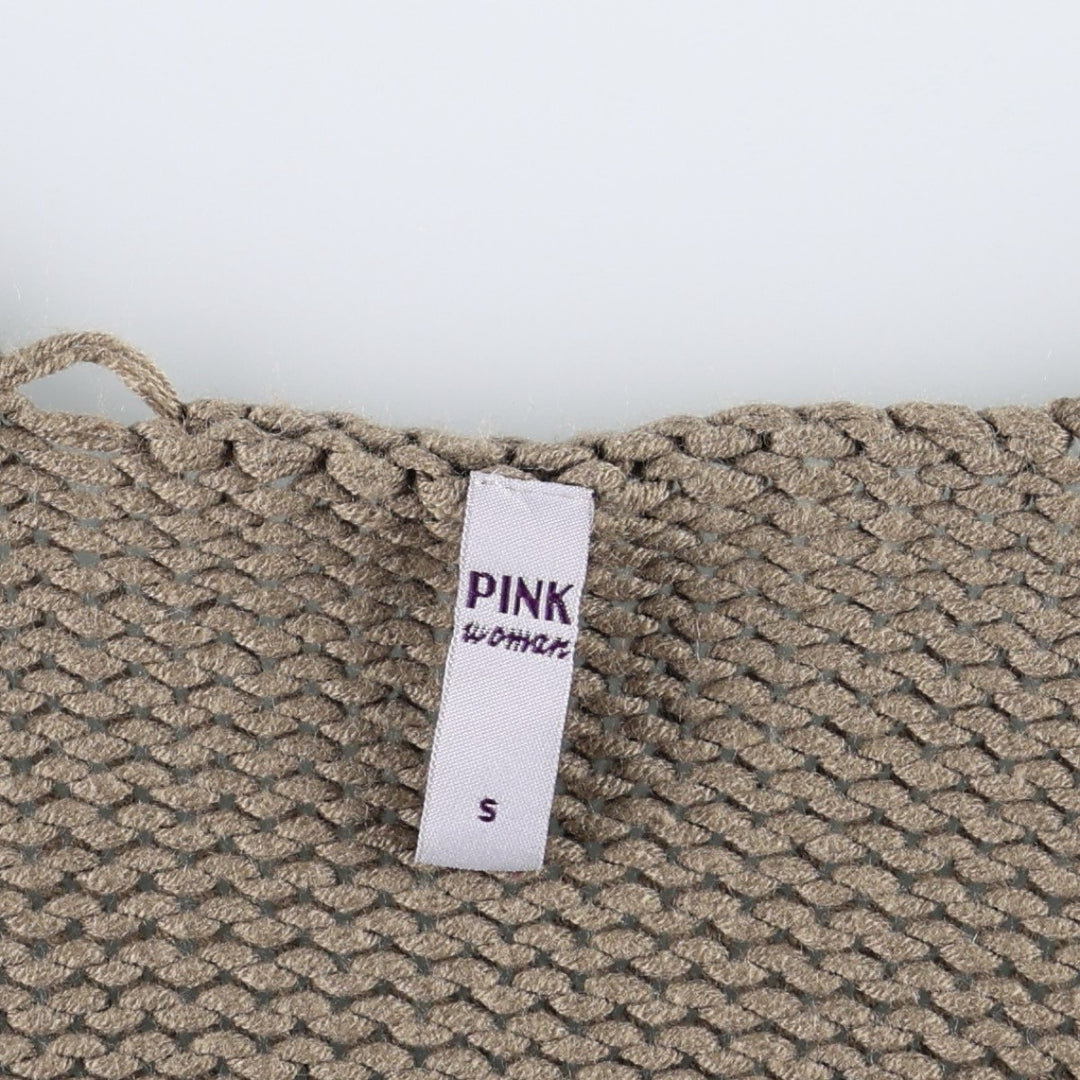 Pink, open-front acrylic knit vest, women's size S. acrylic beige type brown Vintage Second Hand