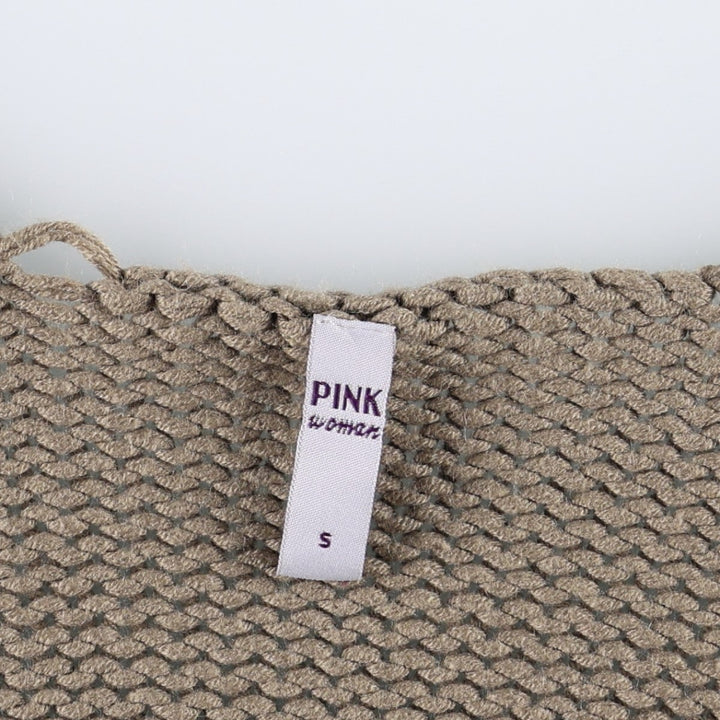 Pink, open-front acrylic knit vest, women's size S. acrylic beige type brown Vintage Second Hand
