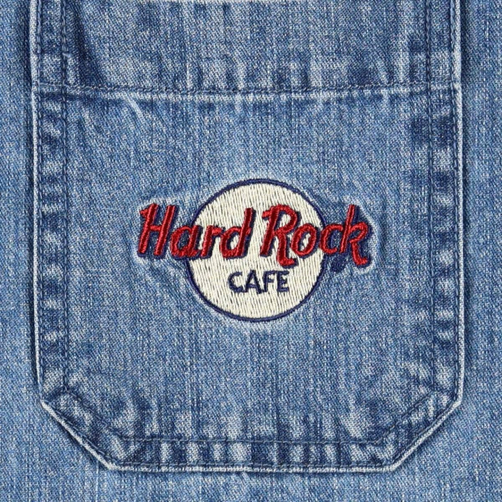 90s-era Hard Rock Cafe advertising long-sleeved denim shirt, women's size M equivalent. cotton blue type Vintage Second Hand