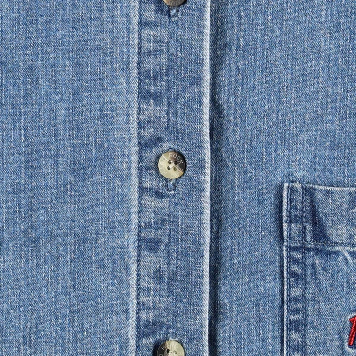 90s-era Hard Rock Cafe advertising long-sleeved denim shirt, women's size M equivalent. cotton blue type Vintage Second Hand