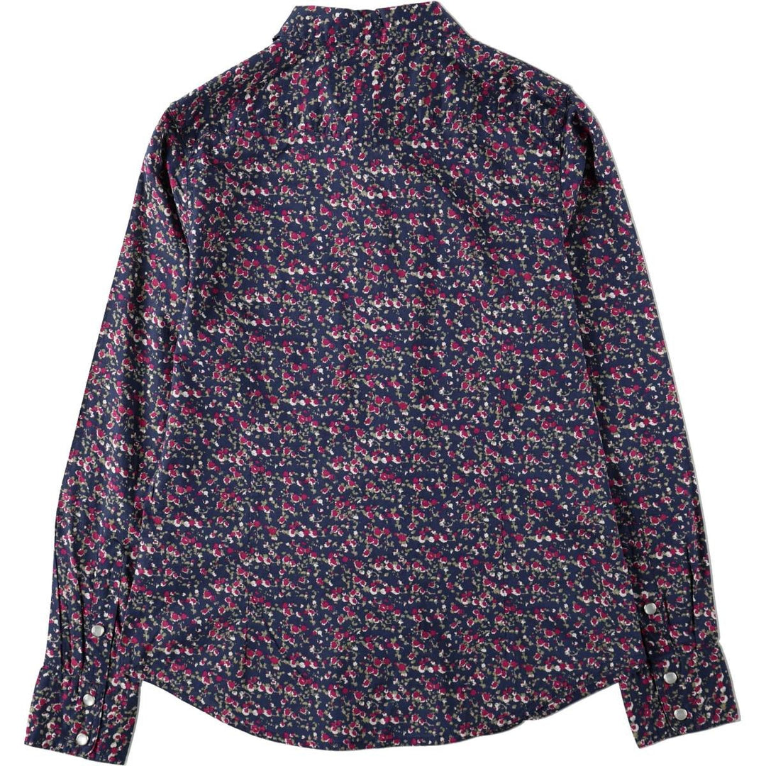 Levi's floral print long-sleeved Western shirt, women's size M (approx.) cotton navy blue type Vintage Second Hand