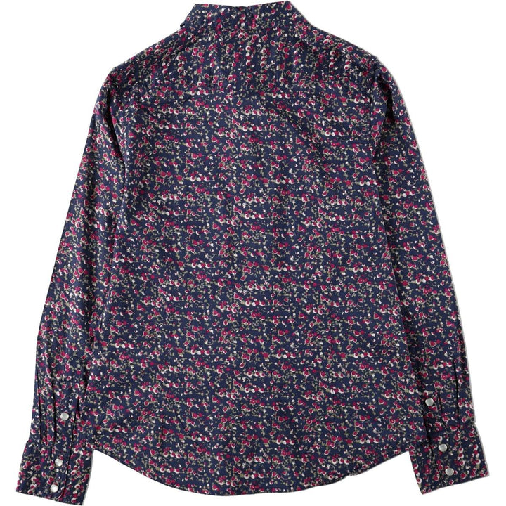 Levi's floral print long-sleeved Western shirt, women's size M (approx.) cotton navy blue type Vintage Second Hand