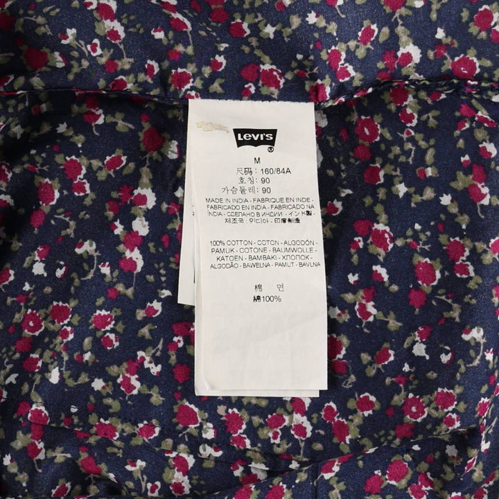Levi's floral print long-sleeved Western shirt, women's size M (approx.) cotton navy blue type Vintage Second Hand