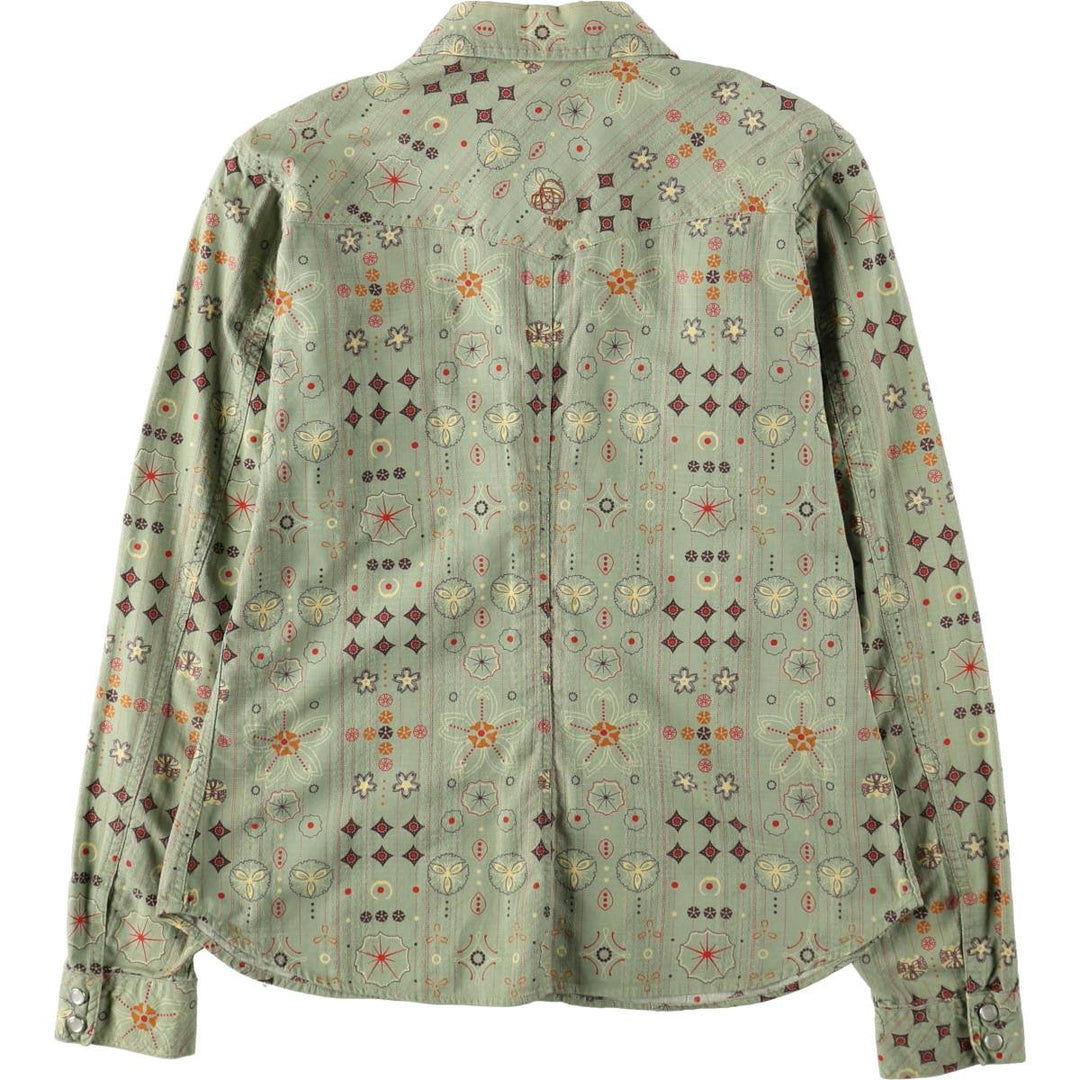 2000'S Patagonia Organic Cotton Rhythm 20703F4 All-over Print Long-Sleeve Western Shirt Drifter Shirt Women's Size M (approx.) Organic cotton green type yellow green Vintage Second Hand