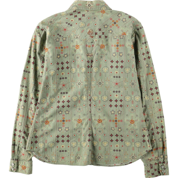 2000'S Patagonia Organic Cotton Rhythm 20703F4 All-over Print Long-Sleeve Western Shirt Drifter Shirt Women's Size M (approx.) Organic cotton green type yellow green Vintage Second Hand
