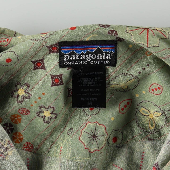 2000'S Patagonia Organic Cotton Rhythm 20703F4 All-over Print Long-Sleeve Western Shirt Drifter Shirt Women's Size M (approx.) Organic cotton green type yellow green Vintage Second Hand