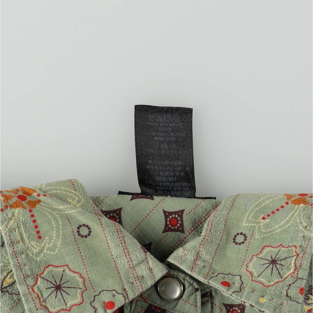 2000'S Patagonia Organic Cotton Rhythm 20703F4 All-over Print Long-Sleeve Western Shirt Drifter Shirt Women's Size M (approx.) Organic cotton green type yellow green Vintage Second Hand