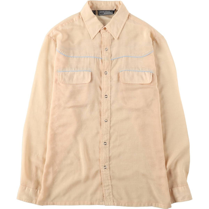 JANDY PLACE BARDON INC Long-Sleeve Western Shirt, Women's Size M (approx.), Vintage polyester Beige type Vintage Second Hand