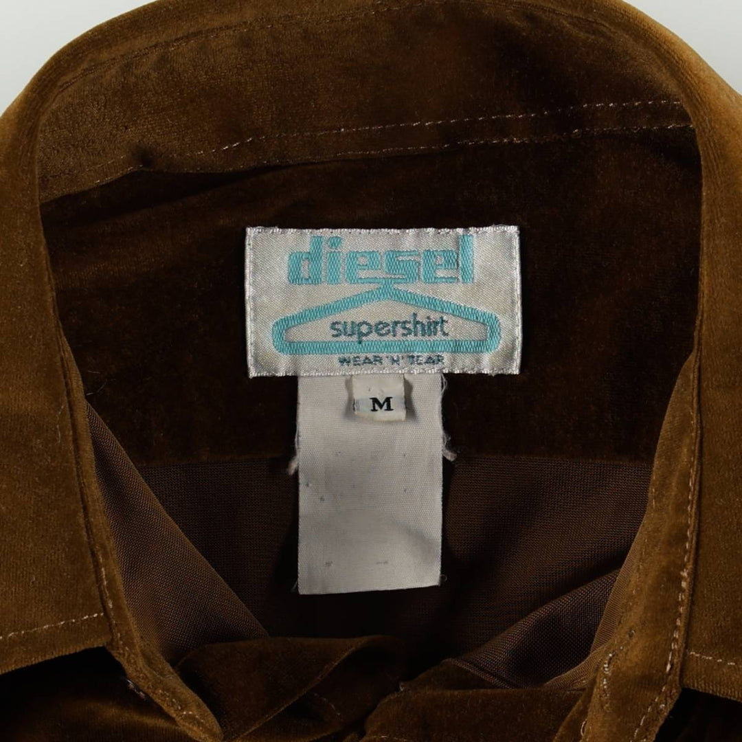 2000'S Diesel Supershirt Long-Sleeve Corduroy Shirt, Made in Italy, Women's Size M (approx.) unclear brown type Vintage Second Hand