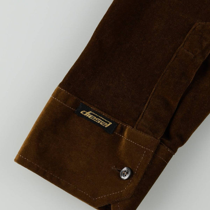 2000'S Diesel Supershirt Long-Sleeve Corduroy Shirt, Made in Italy, Women's Size M (approx.) unclear brown type Vintage Second Hand