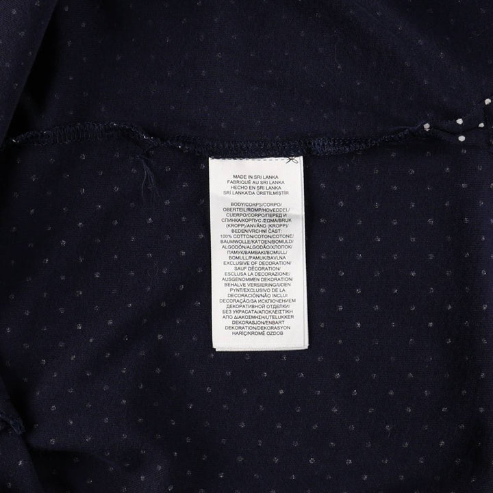 Ralph Lauren LAUREN Dot Pattern Open Collar Long Sleeve Pajama Shirt (Women's Size M) cotton navy blue type Vintage Second Hand