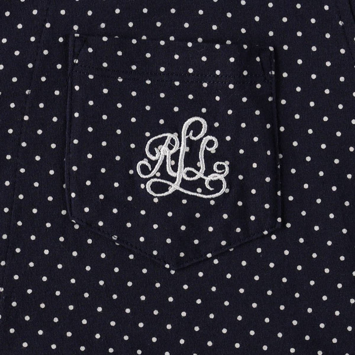 Ralph Lauren LAUREN Dot Pattern Open Collar Long Sleeve Pajama Shirt (Women's Size M) cotton navy blue type Vintage Second Hand