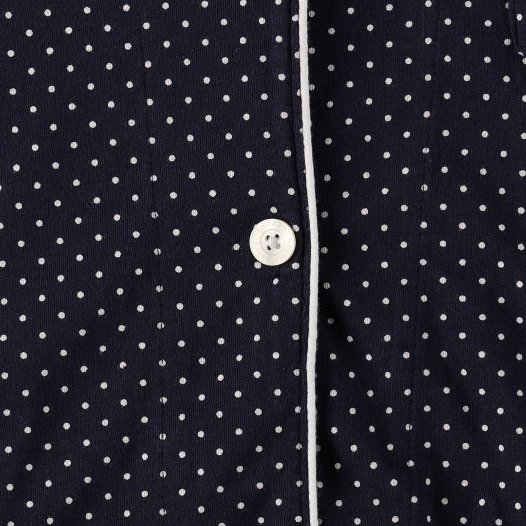Ralph Lauren LAUREN Dot Pattern Open Collar Long Sleeve Pajama Shirt (Women's Size M) cotton navy blue type Vintage Second Hand
