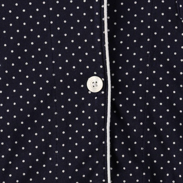 Ralph Lauren LAUREN Dot Pattern Open Collar Long Sleeve Pajama Shirt (Women's Size M) cotton navy blue type Vintage Second Hand