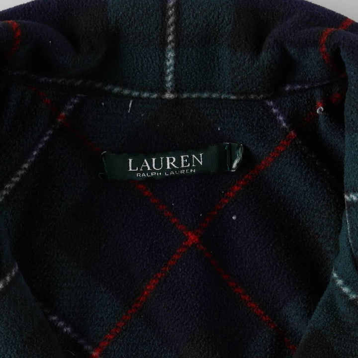 Ralph Lauren LAUREN Tartan Check Open Collar Long Sleeve Pajama Shirt (Women's Size M) polyester Green type dark green Vintage Second Hand