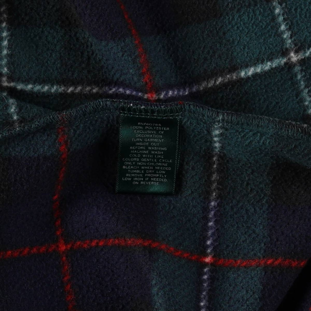 Ralph Lauren LAUREN Tartan Check Open Collar Long Sleeve Pajama Shirt (Women's Size M) polyester Green type dark green Vintage Second Hand