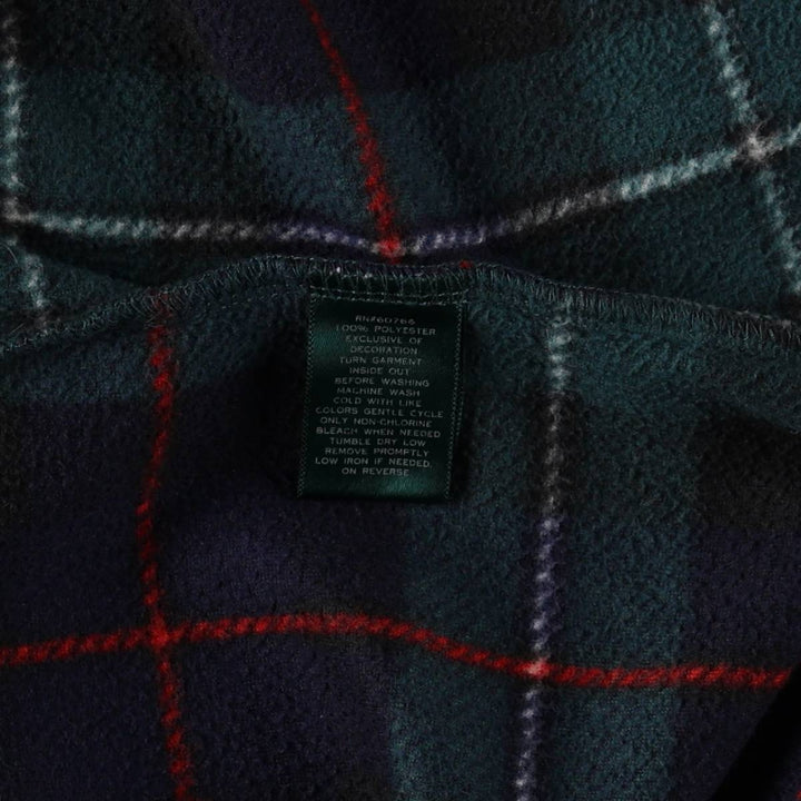 Ralph Lauren LAUREN Tartan Check Open Collar Long Sleeve Pajama Shirt (Women's Size M) polyester Green type dark green Vintage Second Hand