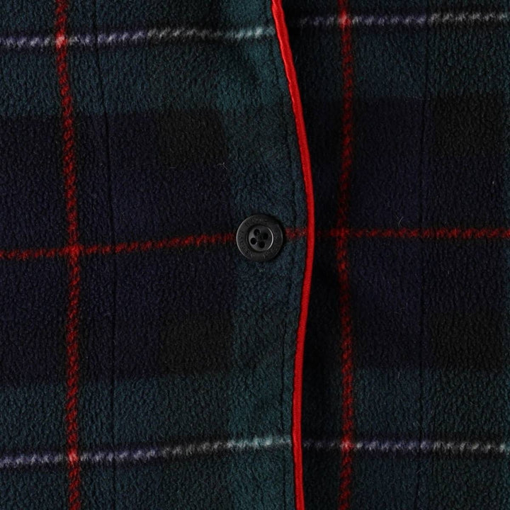 Ralph Lauren LAUREN Tartan Check Open Collar Long Sleeve Pajama Shirt (Women's Size M) polyester Green type dark green Vintage Second Hand