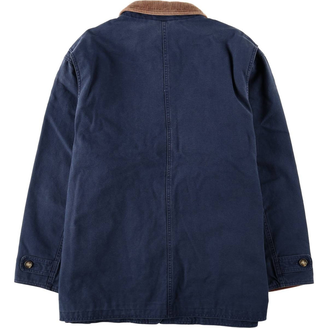 80s-90'S Lands' End Duck Canvas Hunting Jacket, Women's Size XL (Equivalent), Vintage cotton navy blue type Vintage Second Hand