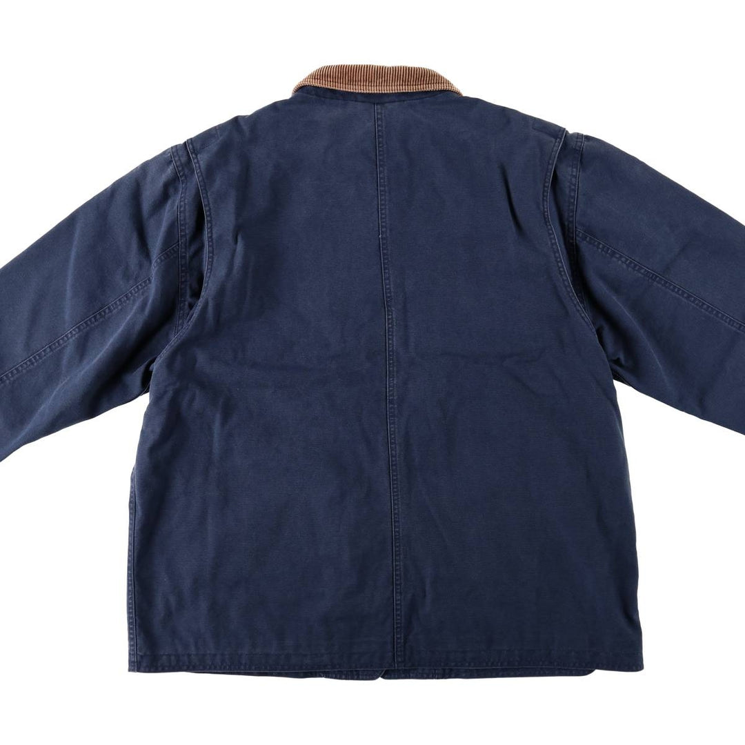 80s-90'S Lands' End Duck Canvas Hunting Jacket, Women's Size XL (Equivalent), Vintage cotton navy blue type Vintage Second Hand