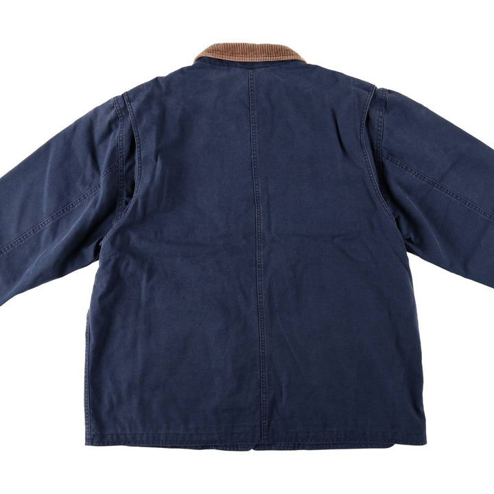80s-90'S Lands' End Duck Canvas Hunting Jacket, Women's Size XL (Equivalent), Vintage cotton navy blue type Vintage Second Hand