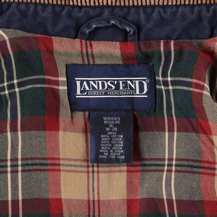 80s-90'S Lands' End Duck Canvas Hunting Jacket, Women's Size XL (Equivalent), Vintage cotton navy blue type Vintage Second Hand